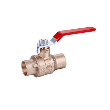 Ez-Fluid 2in CxC Brass Full Port Ball Valve, Red Handle EZRBVC2